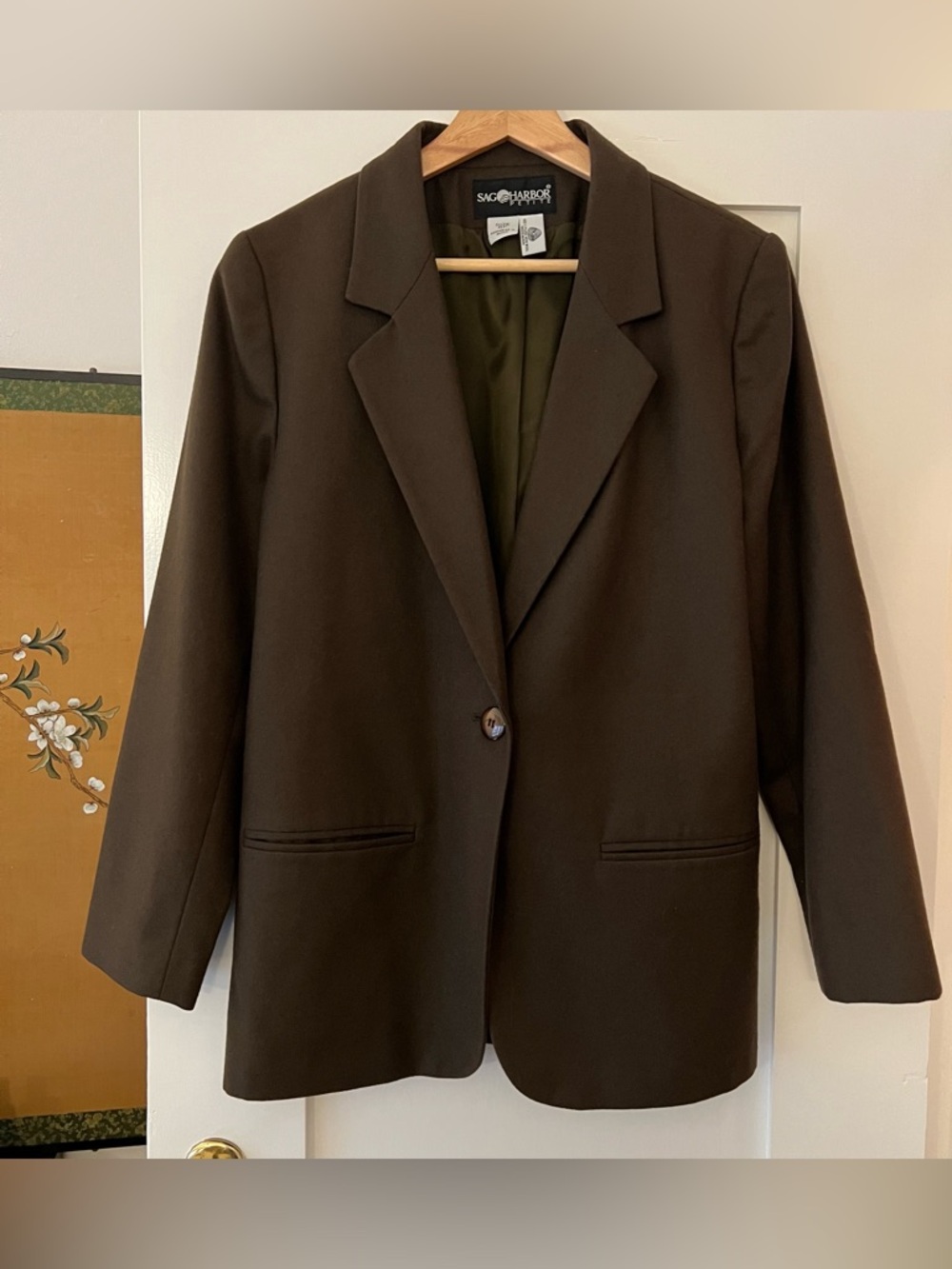 Vintage Sag Harbor 100% Wool Olive Green Blazer